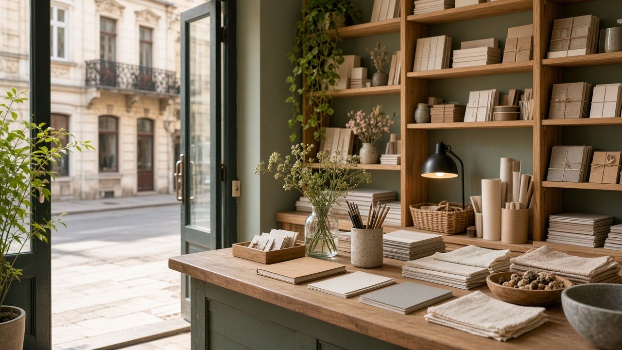 Stationery / paper goods / gift shop workspace at Studio Chiarridos